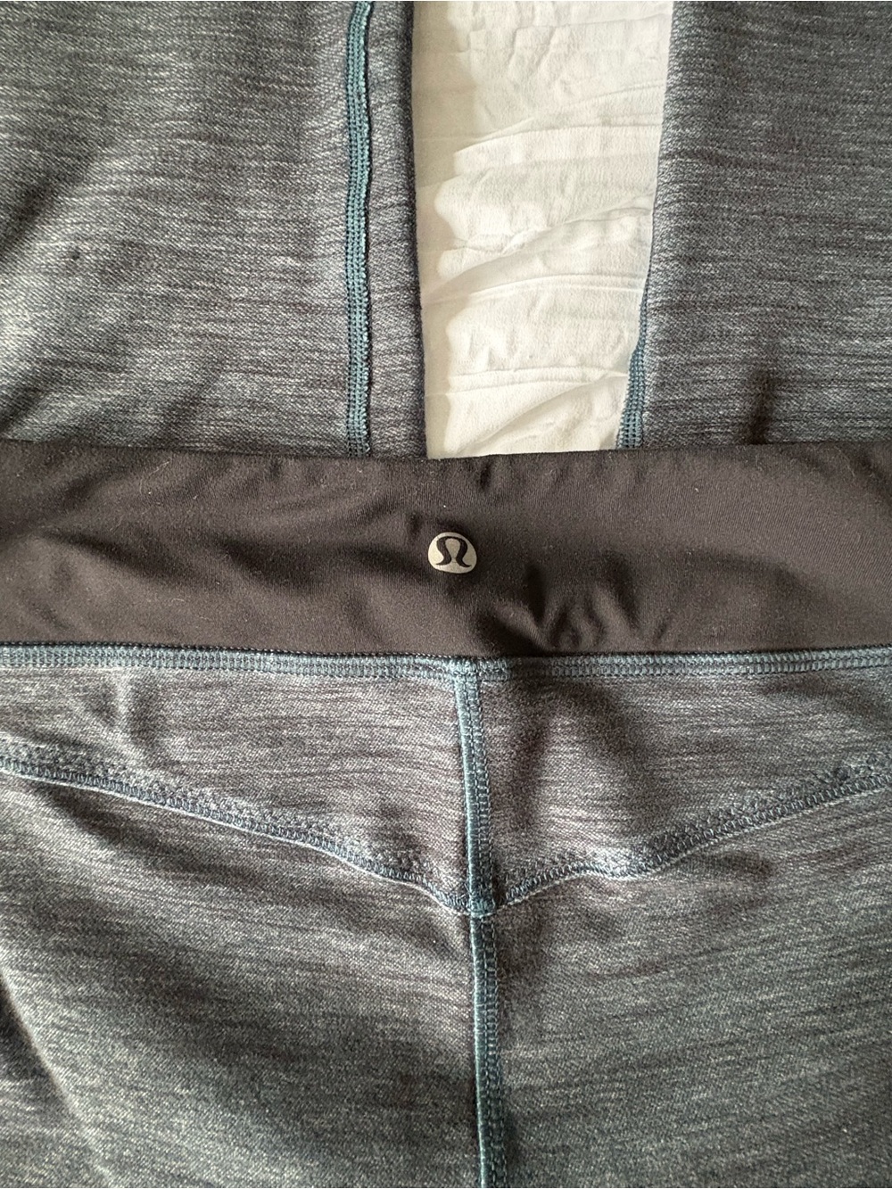 lululemon athletica Black Capri Leggings with Teal Waistband